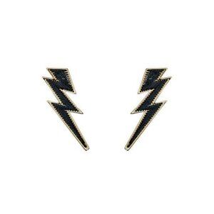 *LIKE NEW* Mignonne Gavigan Black Threaded Lightning Bolt Drop Earrings